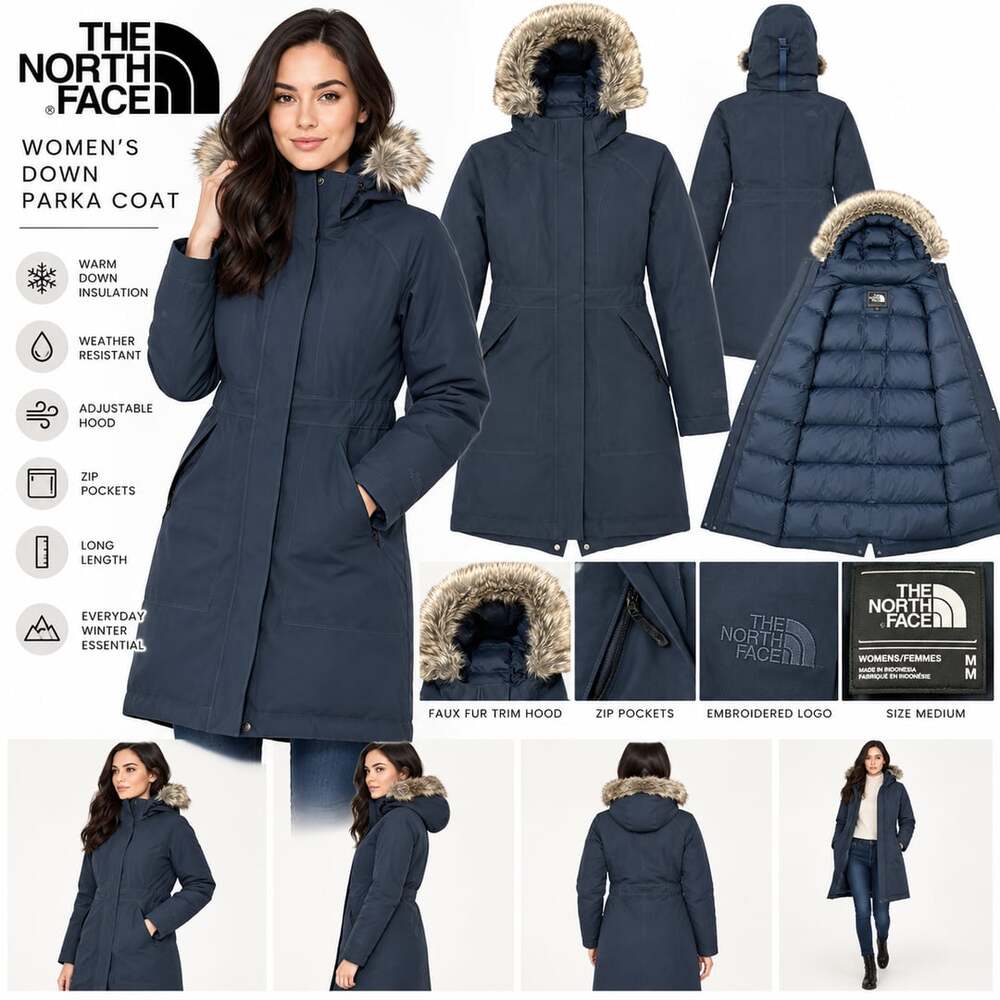 The North Face Arctic Down Parka Women's Urban Navy Heather Size Medium
